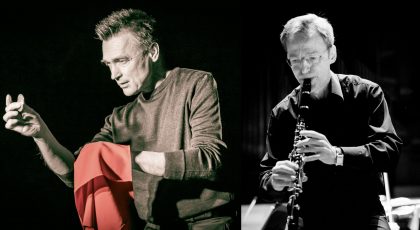 Teatteri Avoimet Ovet Kuvakollaasi: taikuri Robert Jägerhorn ja klarinetisti Kari Kriikku